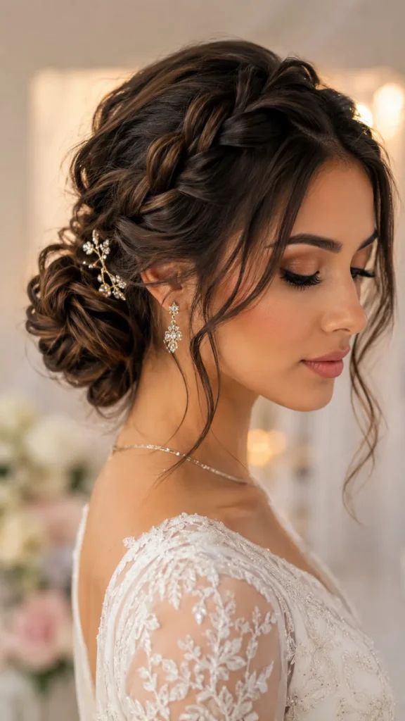 Side Braid Updo for Weddings and Formal Events