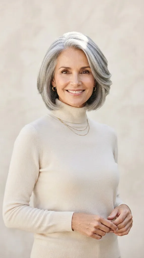 Silver Or Gray Stacked Bob