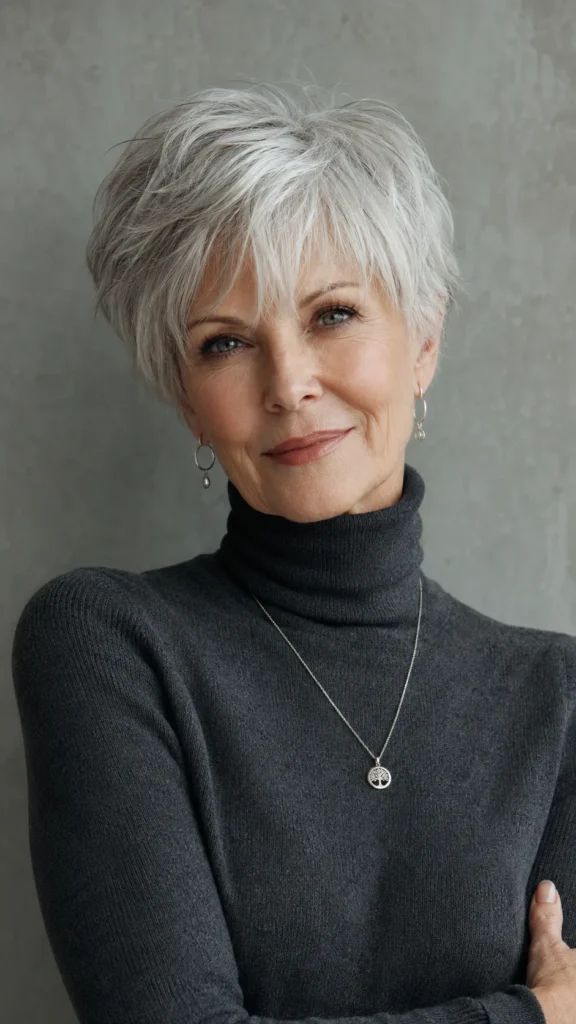 Soft Gray Pixie with Wispy Fringe