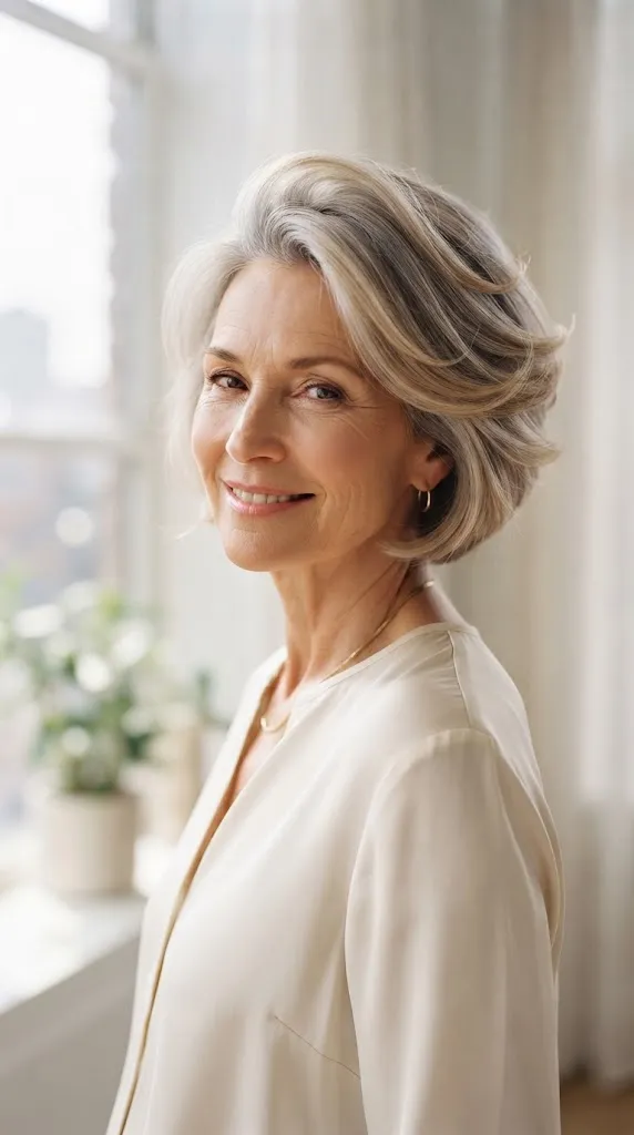 Stacked Bob for Fine Hair Over 60