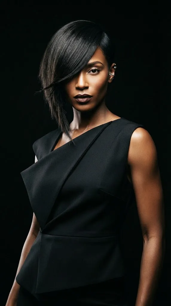 The Asymmetrical Bob with Deep Side Bangs