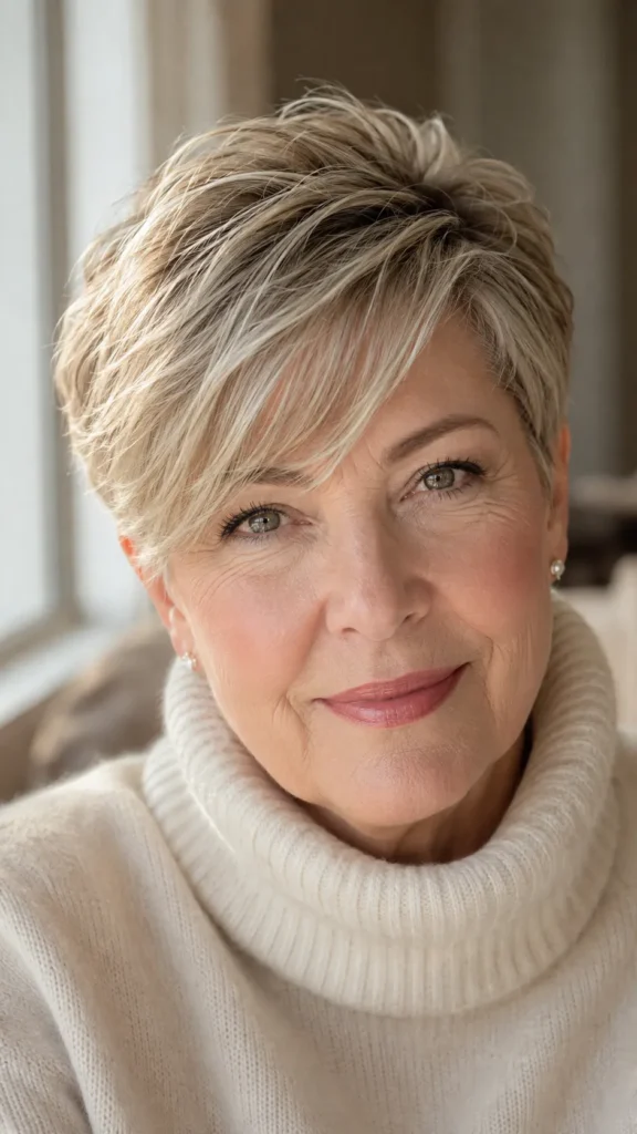 The Classic Textured Pixie With Side Swept Bangs