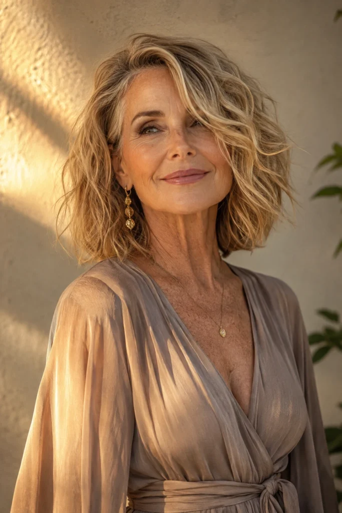 Wavy Messy Lob with a Deep Side Part