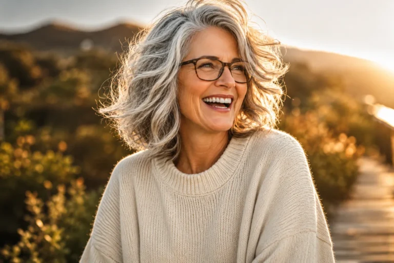 messy haircuts for women over 60 with glasses