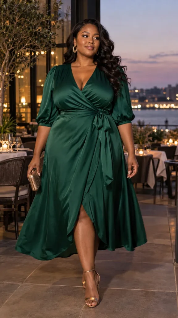 Date Night Outfit One The Wrap Midi Dress in a Rich Color