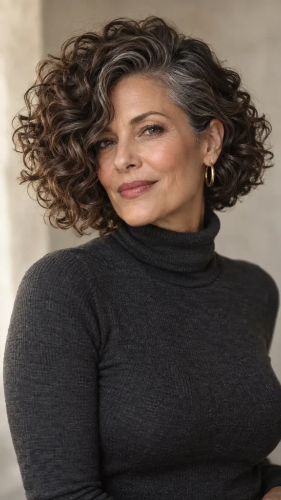 Deep Side Parted Curly Bob