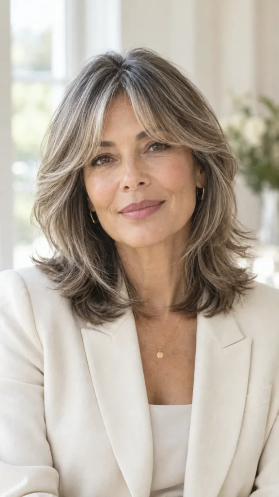 Face Framing Shoulder Length with Curtain Bangs