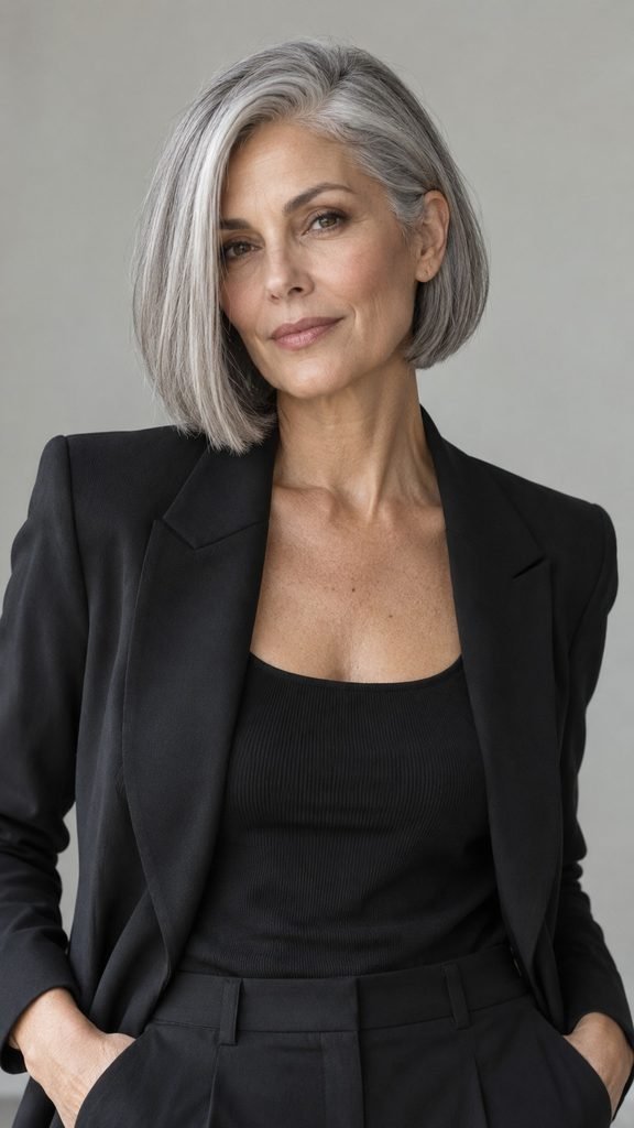 Gray Hair and Slimming Cuts That Actually Work Together