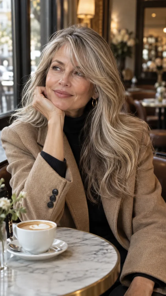 Long Hair with Side Swept Bangs