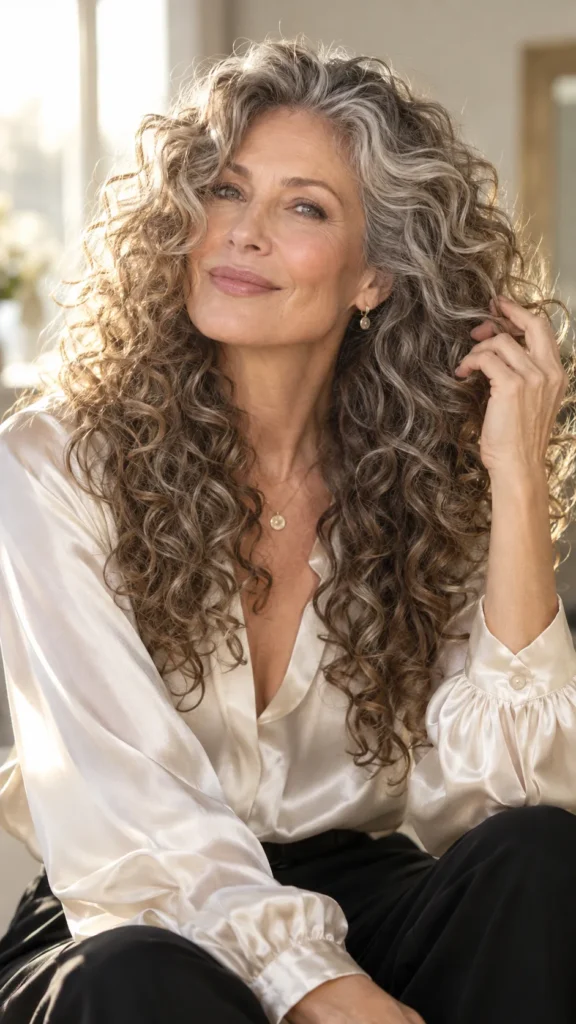 Long Layered Curls with Face Framing Pieces