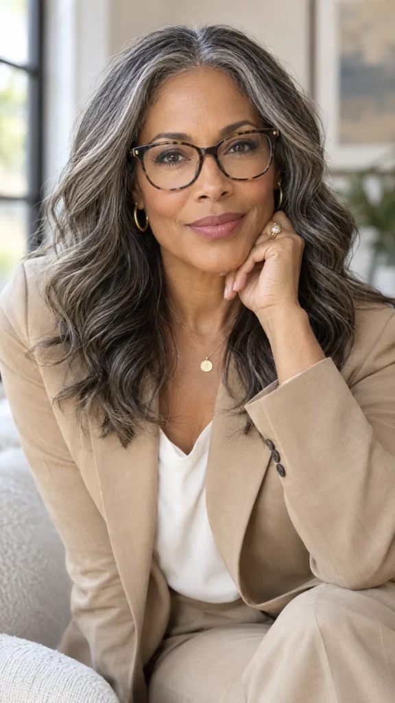 Soft Waves with Middle Part for Glasses Wearers