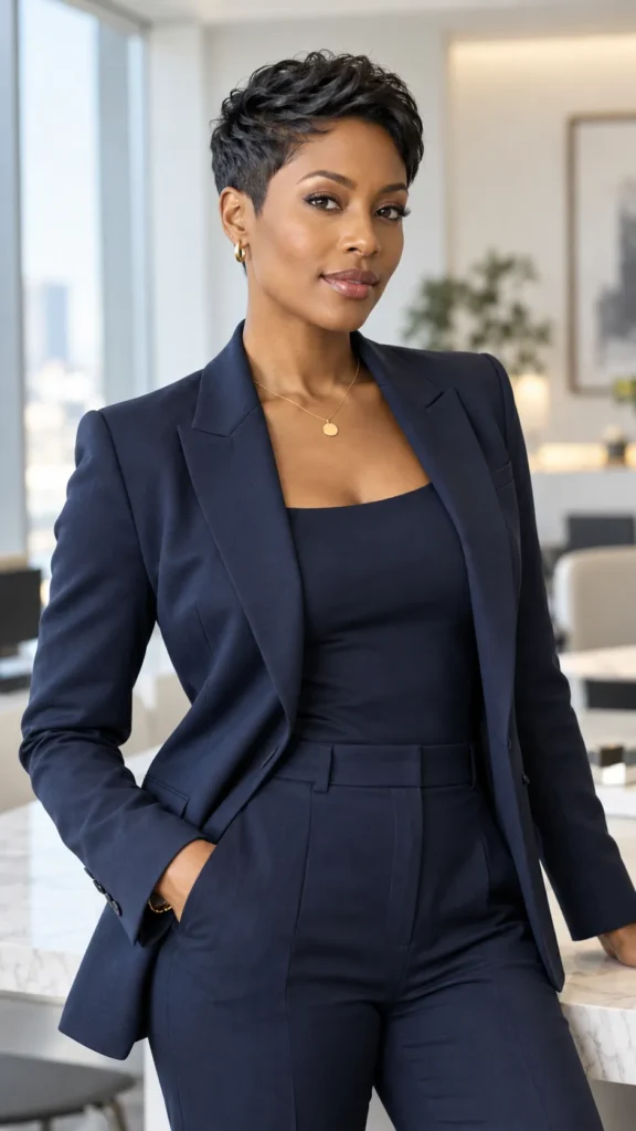 The Tapered Pixie for a Polished, Professional Edge