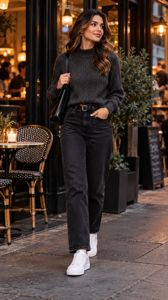 White Sneakers with Black Jeans