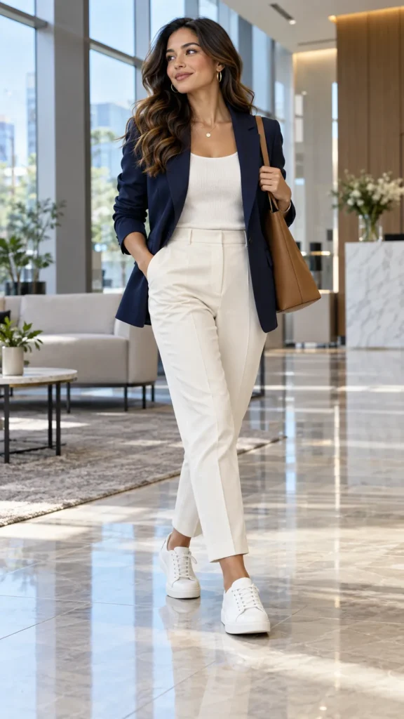 White Sneakers with Trousers
