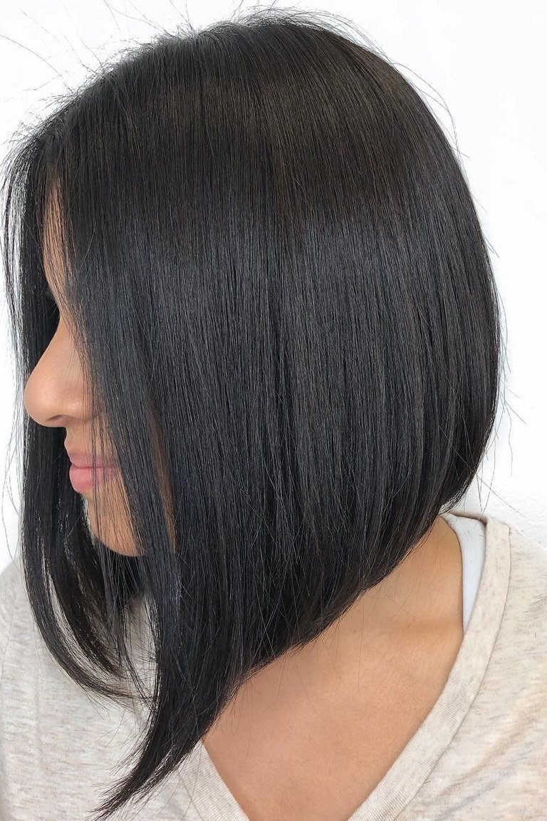 Jaw length bob with beveled ends turned under for a soft rounded finish