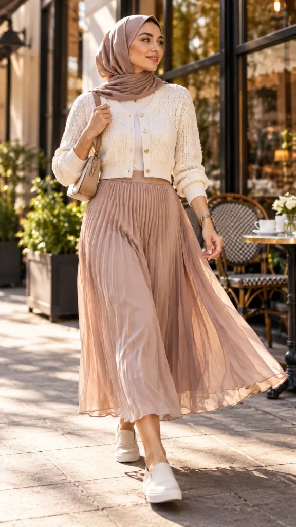 Midi Skirt With A Cropped Cardigan