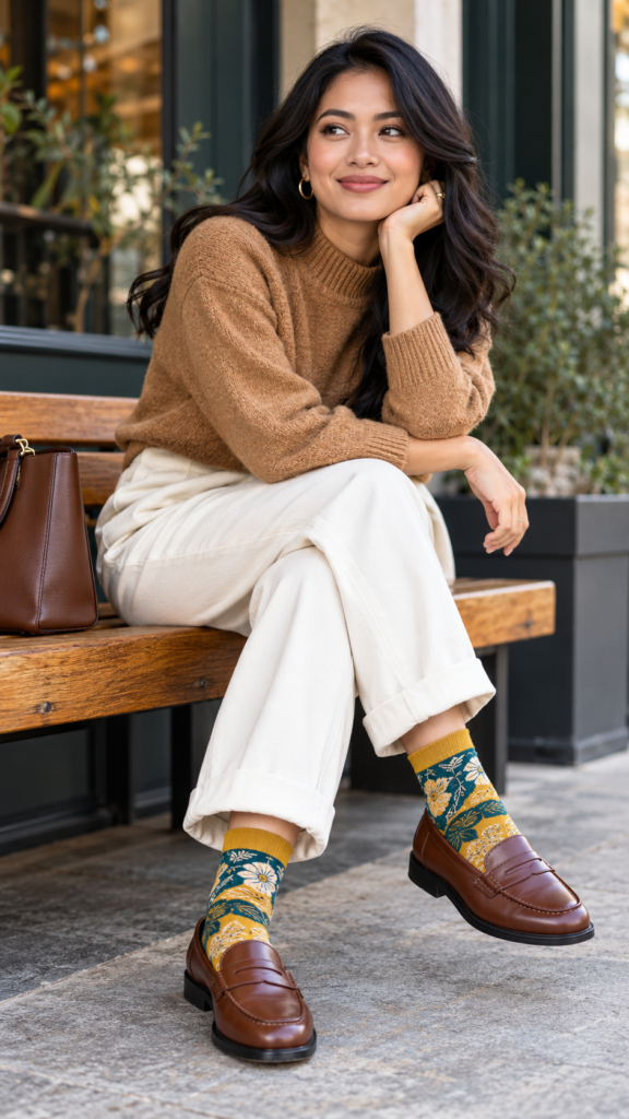 Statement Socks and Subtle Pops of Color