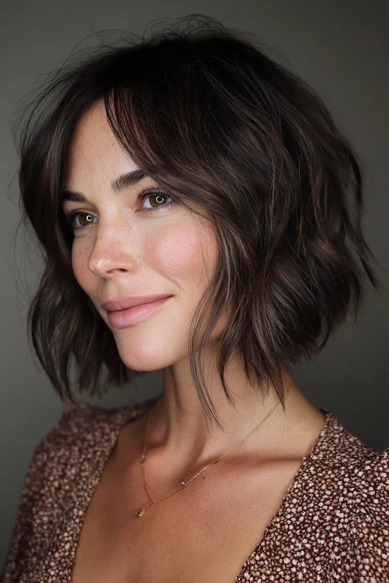 Long bob with stacked layers at the back for volume