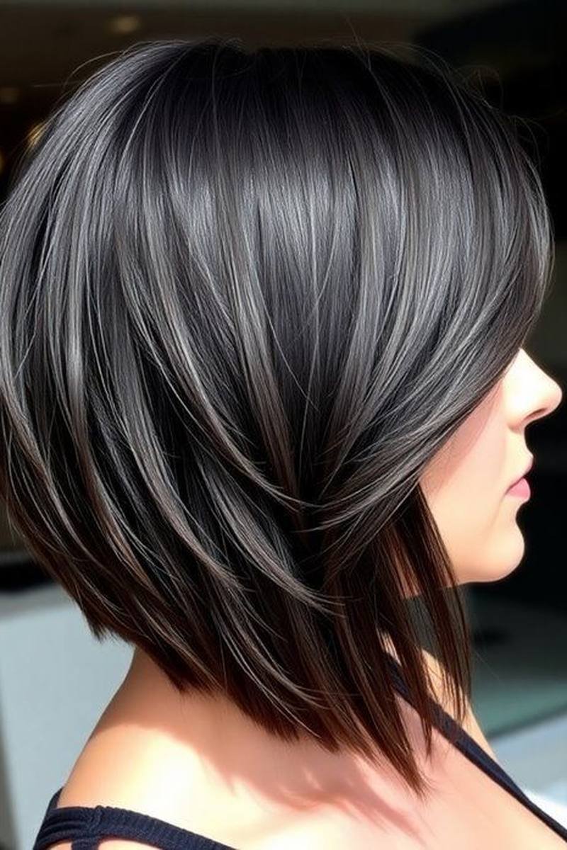 Inverted long bob with balayage adding dimension