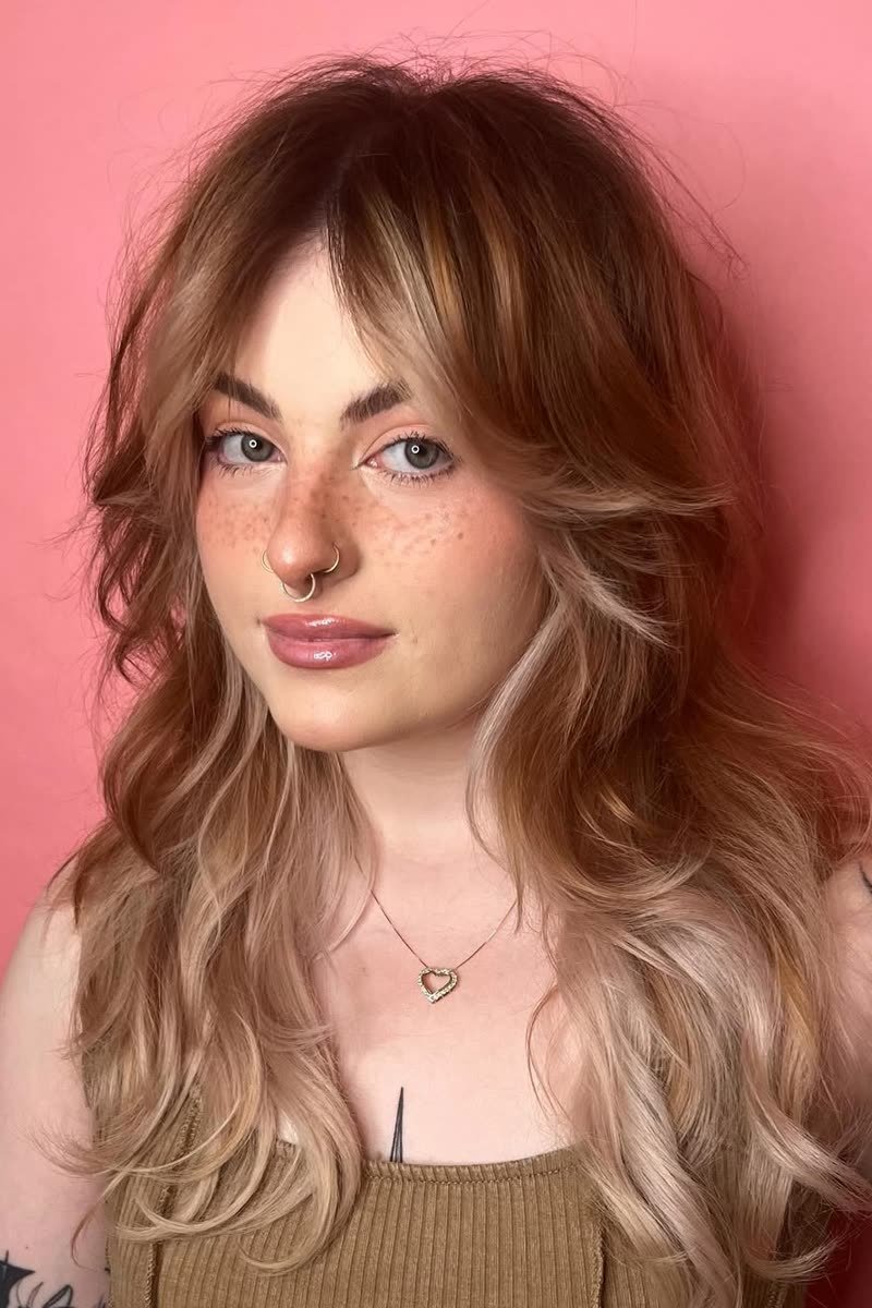 Shaggy butterfly haircut with tousled lived-in texture