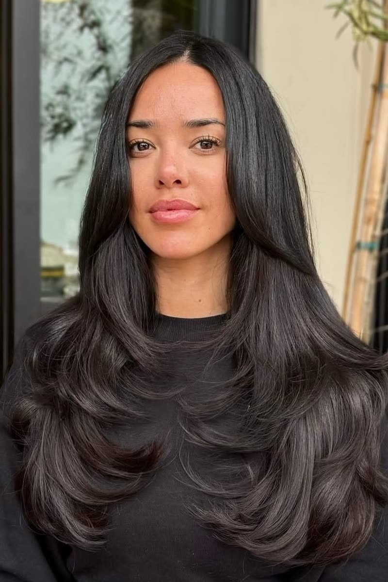 Butterfly haircut with low layers concentrated at the ends