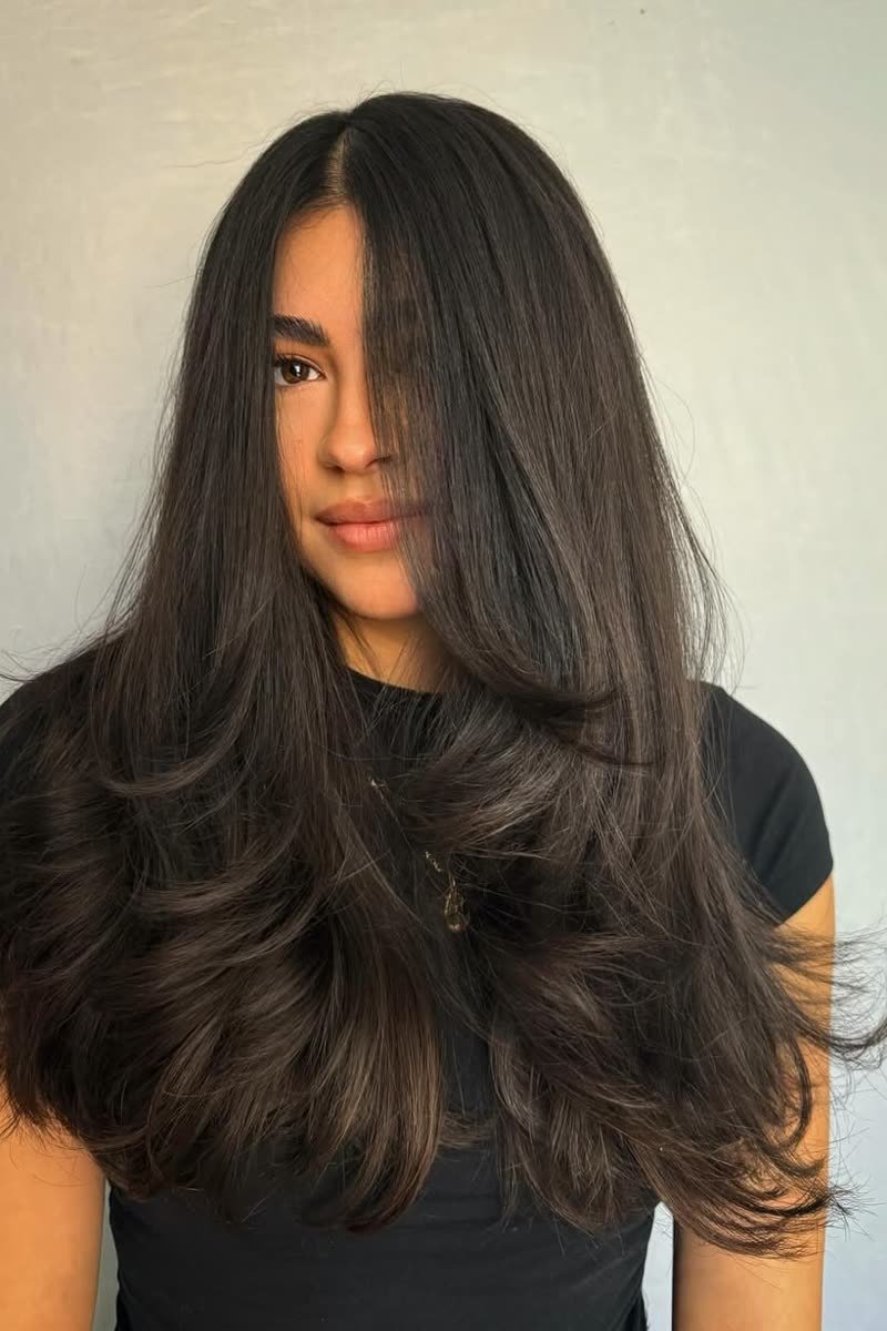 Butterfly haircut for thick hair with weight removed