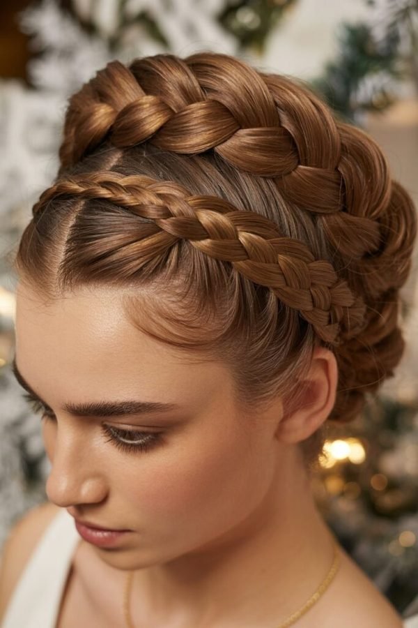 Classic crown braid hairstyle around the head