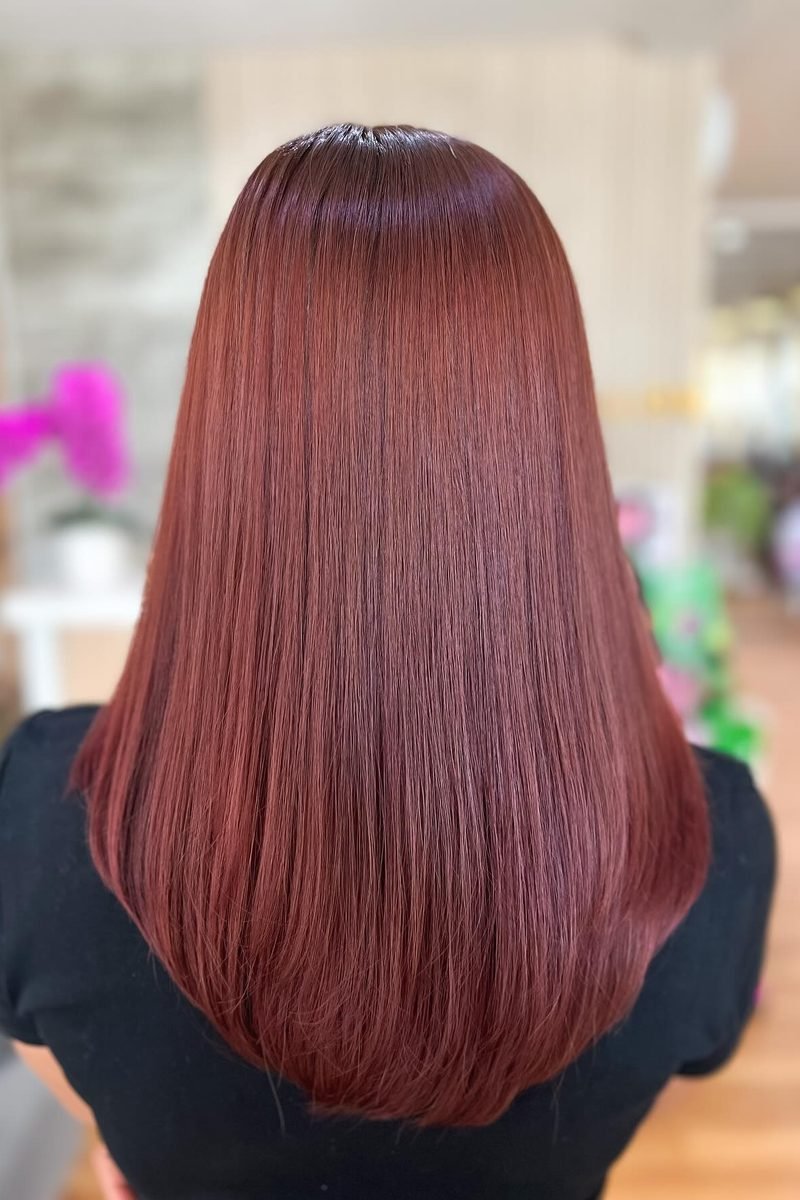 Black cherry gloss brunette hair