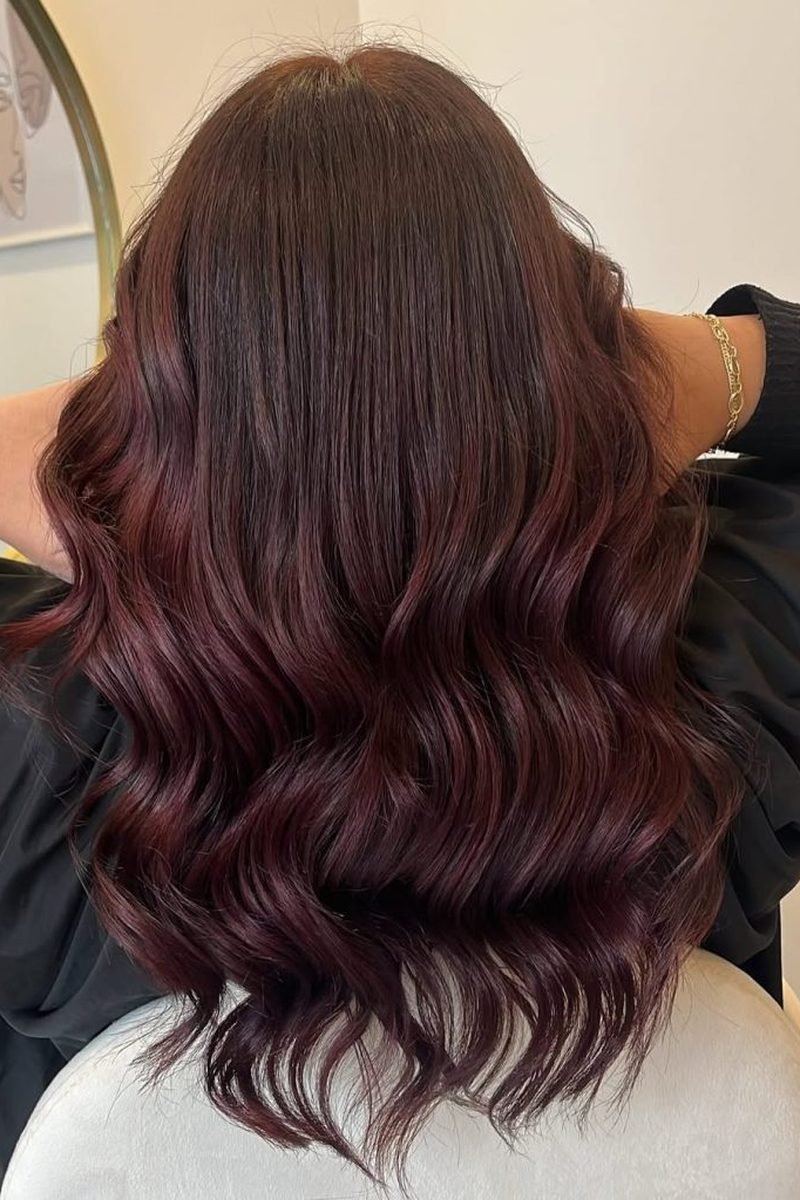 Cherry cola ombre fade from dark roots