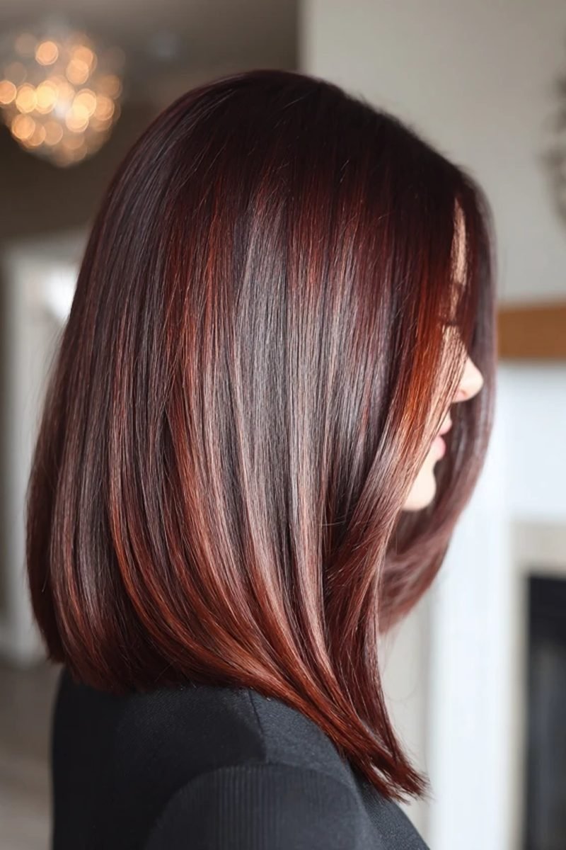 Chocolate cherry blend brunette hair