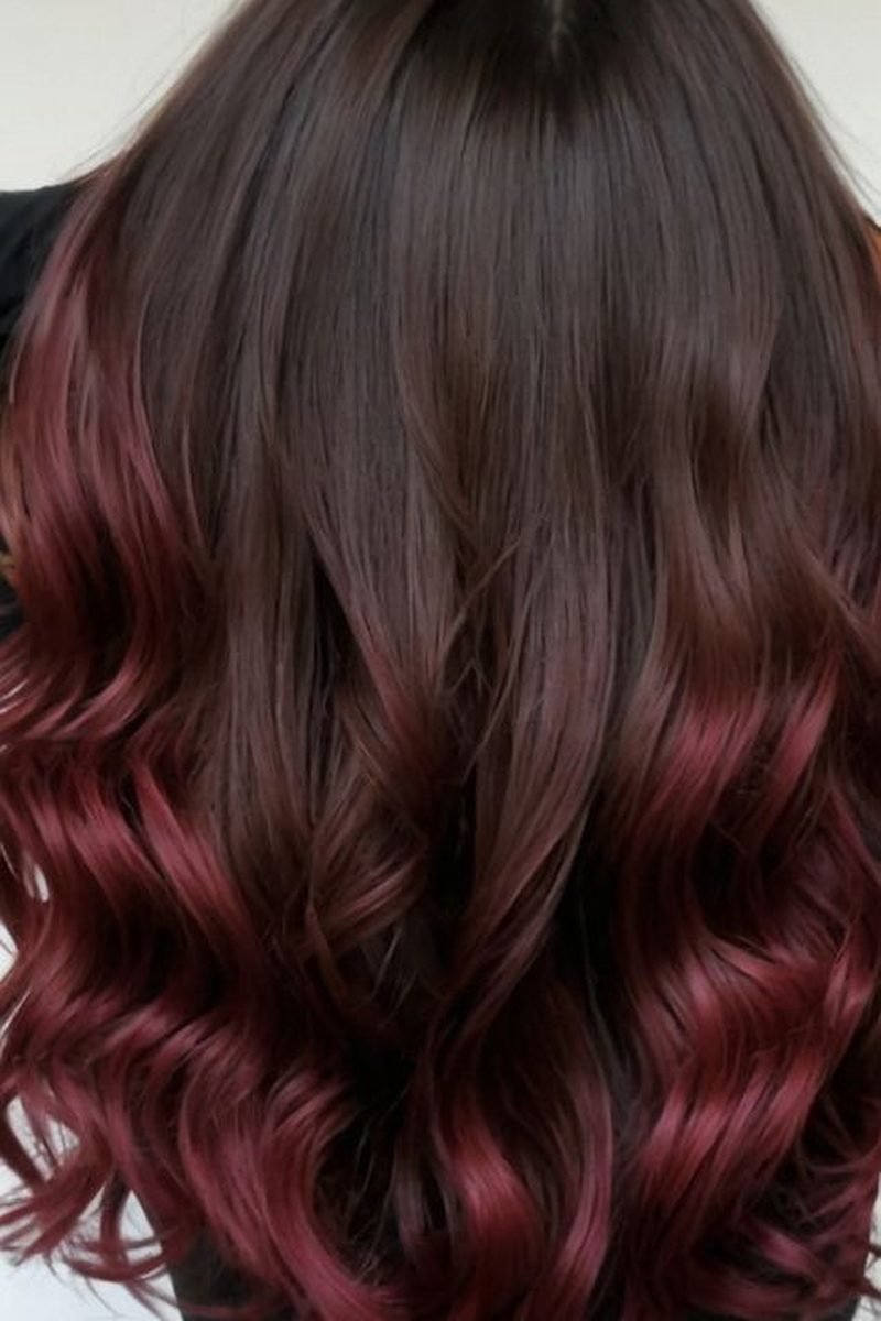 Cherry cola brunette for thick hair