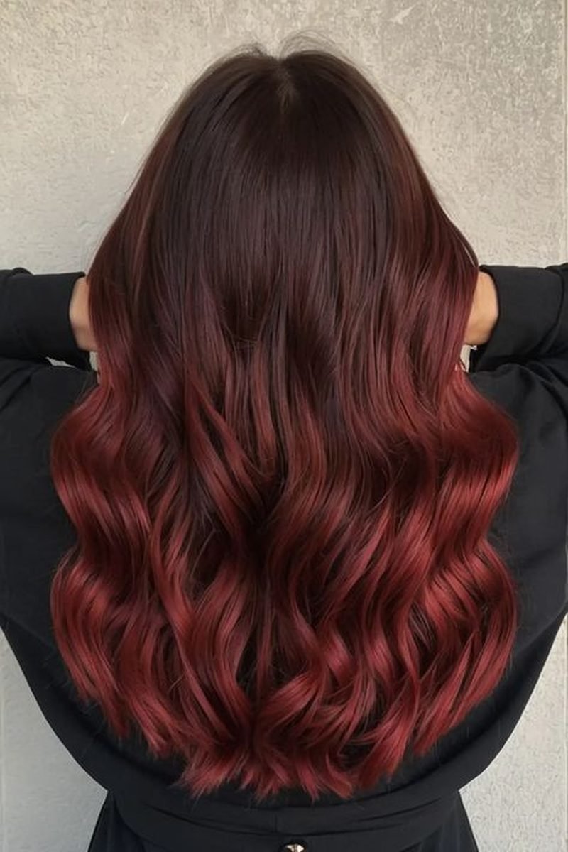 Glossy glass hair cherry cola brunette