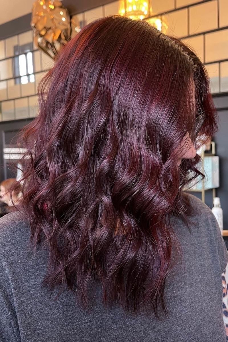 Natural looking cherry cola brunette hair