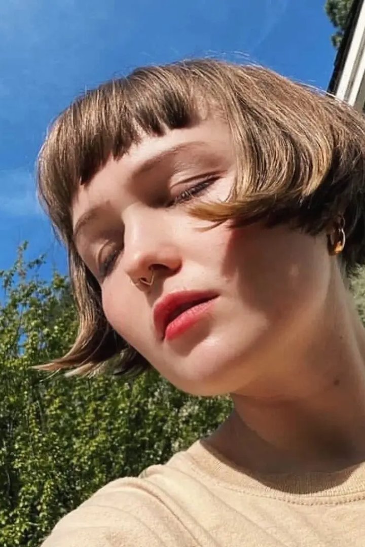 Blunt french bob without bangs, jaw length