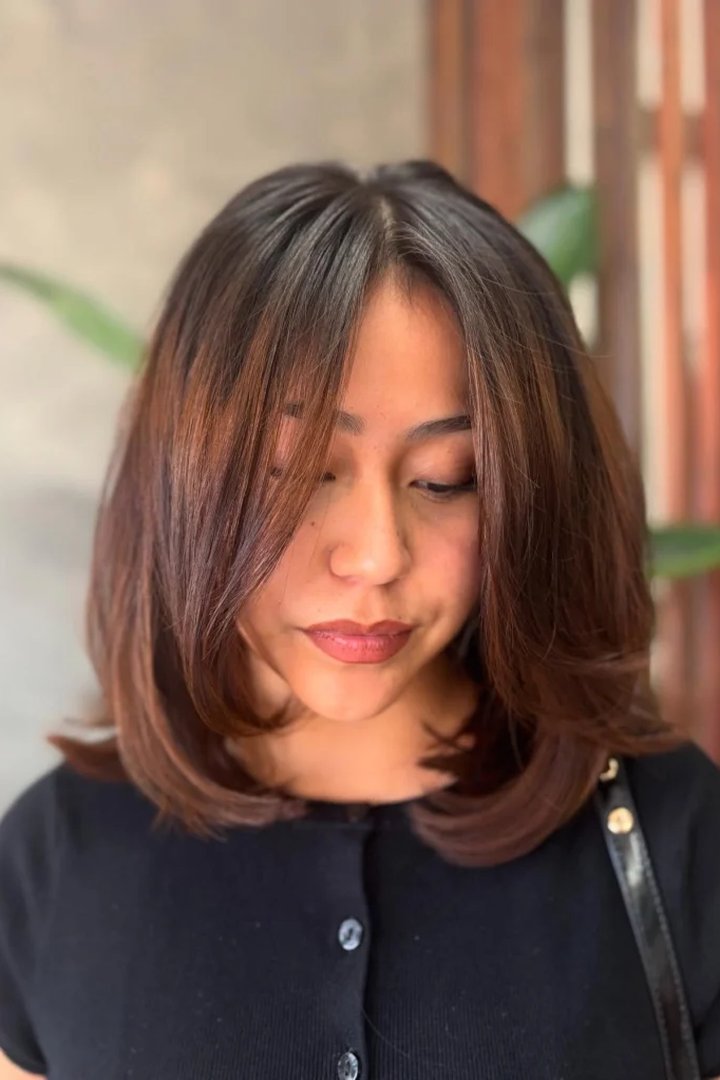 Textured french bob with short micro bangs