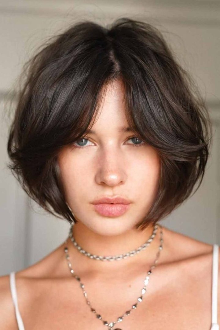 French bob with full blunt fringe