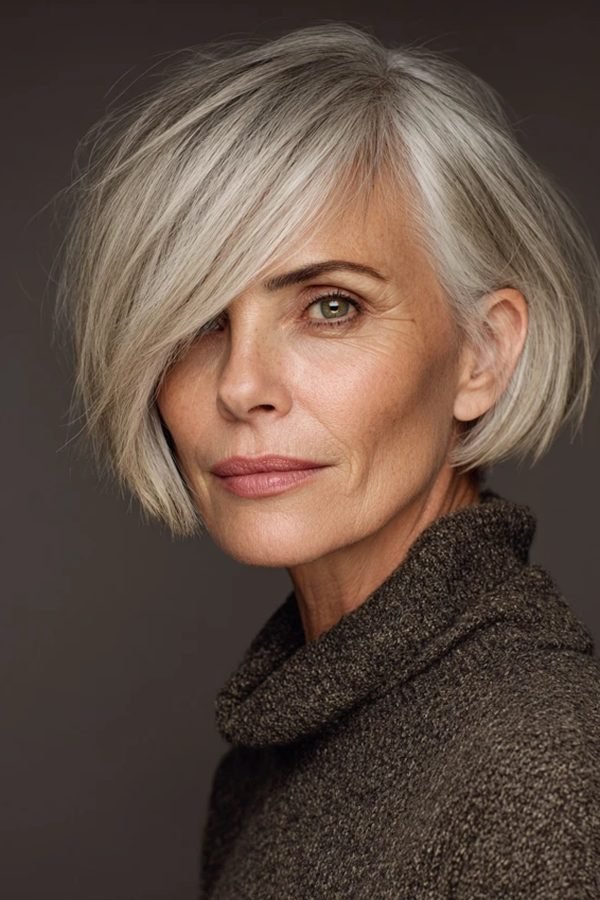Elegant french bob on mature woman