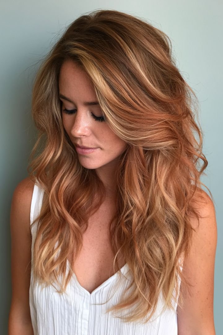 Soft copper blonde melt with smooth gradient