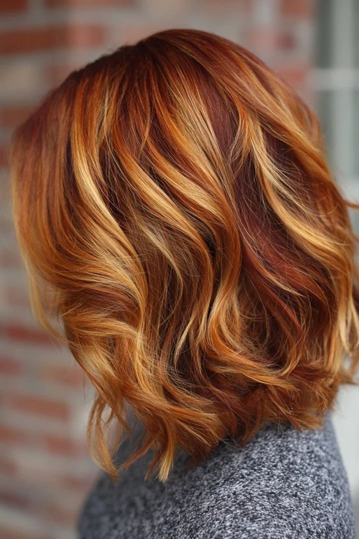 Toffee copper blonde hair with warm tones