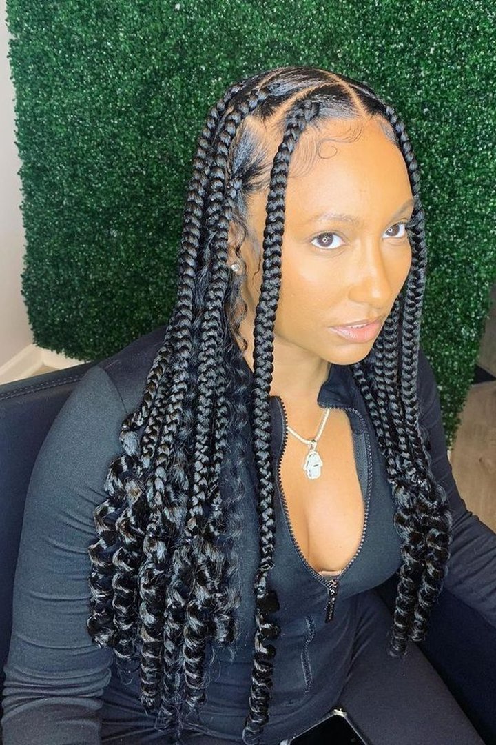 Jumbo knotless braids hairstyles, thick statement braids