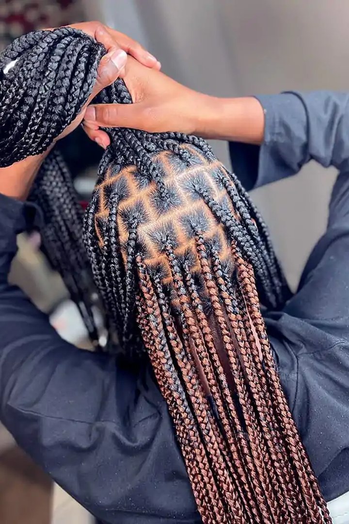 Knotless braids with peekaboo colour underneath