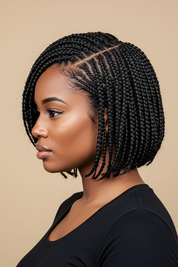 Short knotless box bob hairstyle