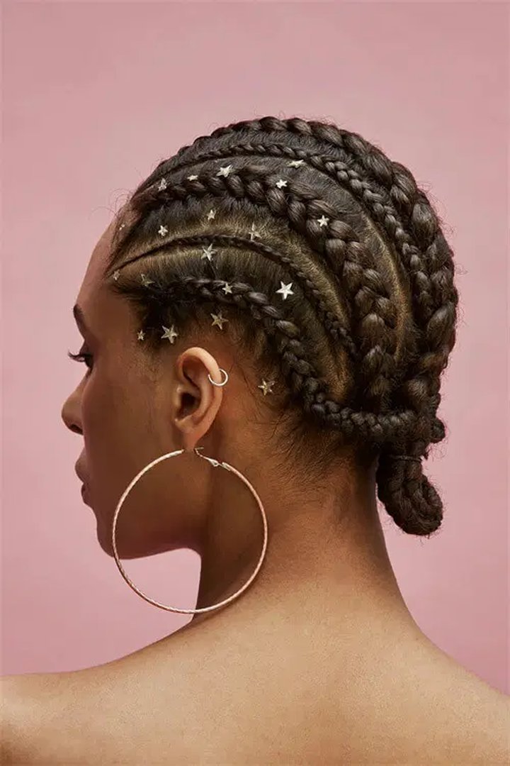 Low side bun made from knotless braids