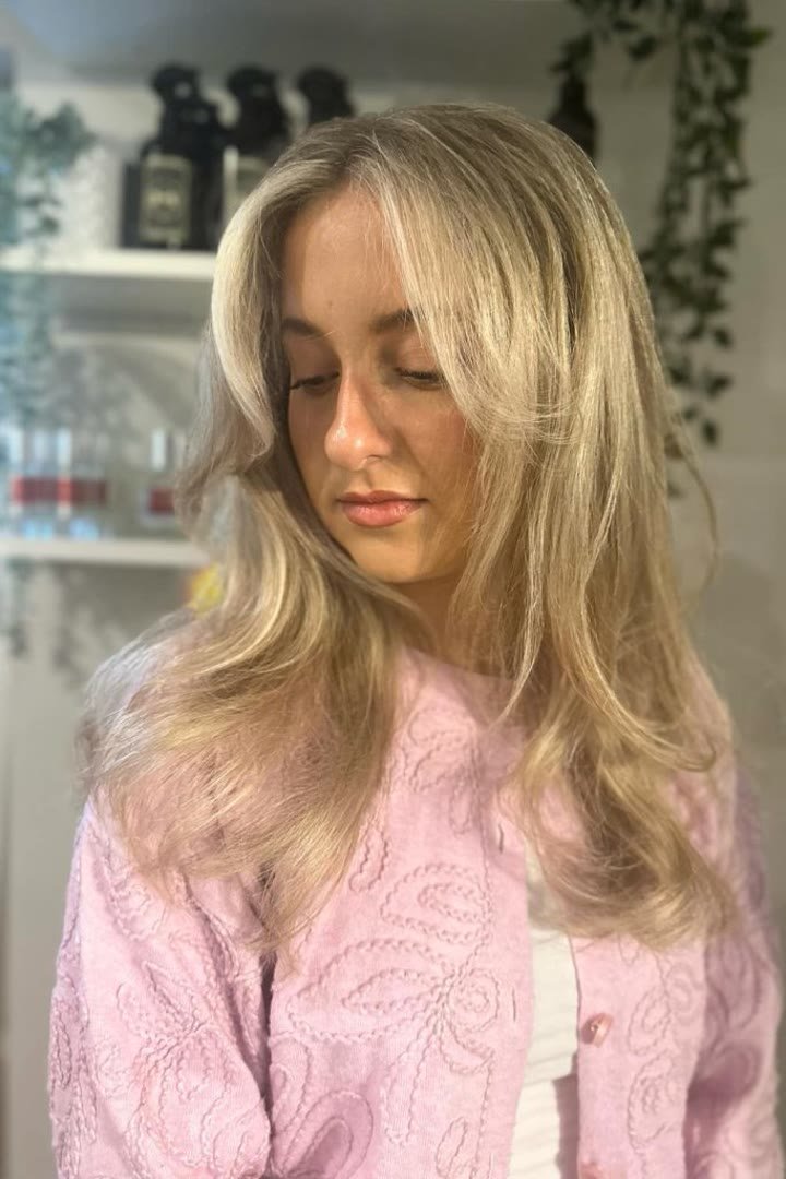 Silver kitty cut with graceful grey layers