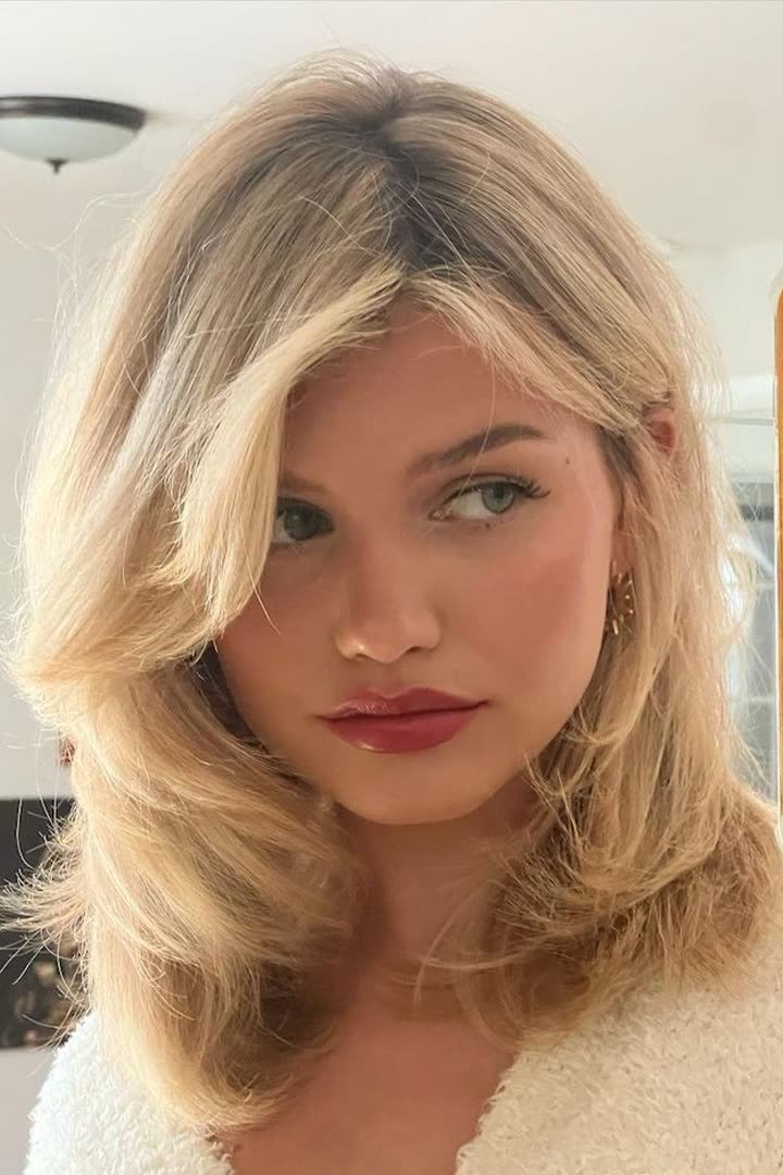 Air-dried kitty cut with a natural effortless finish