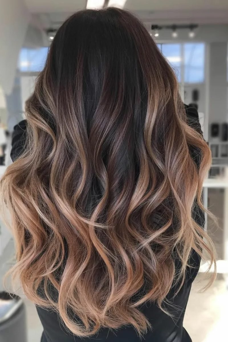 Honey kissed mocha balayage waves