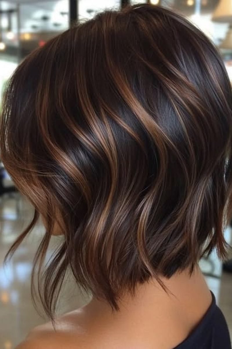 Long layered mocha balayage hair