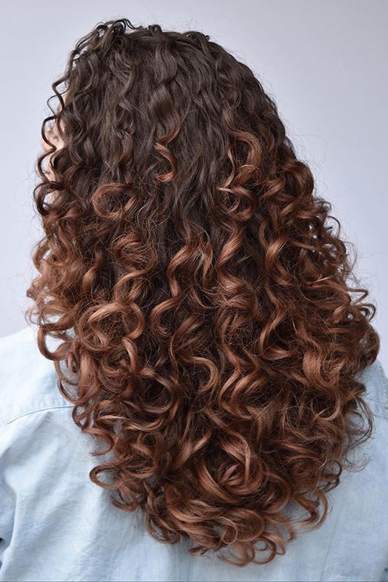 Mocha balayage on curly hair