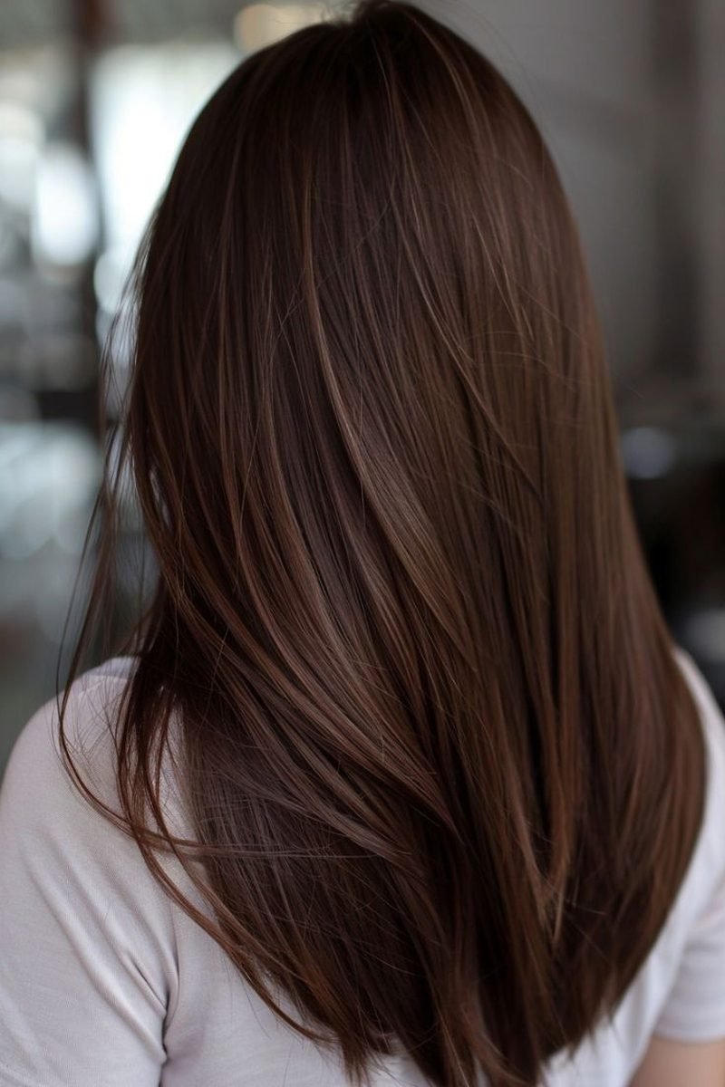 Sleek straight mocha balayage