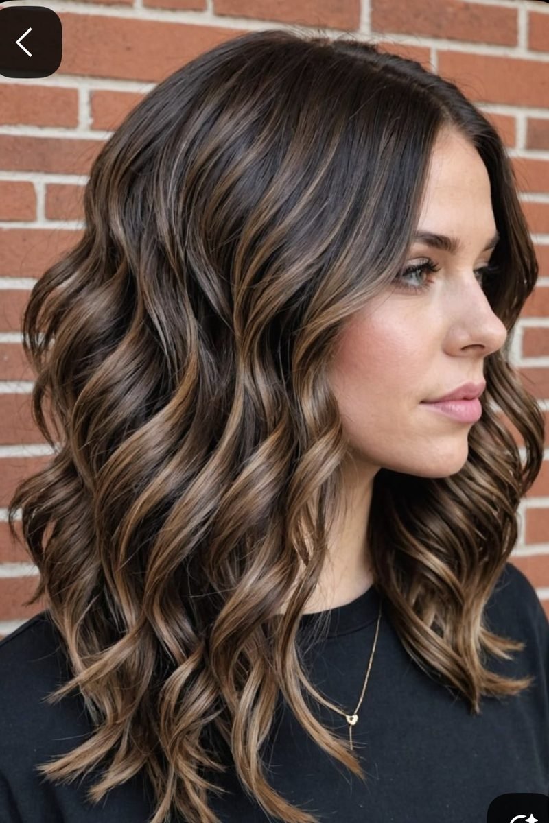 Face framing mocha lights balayage